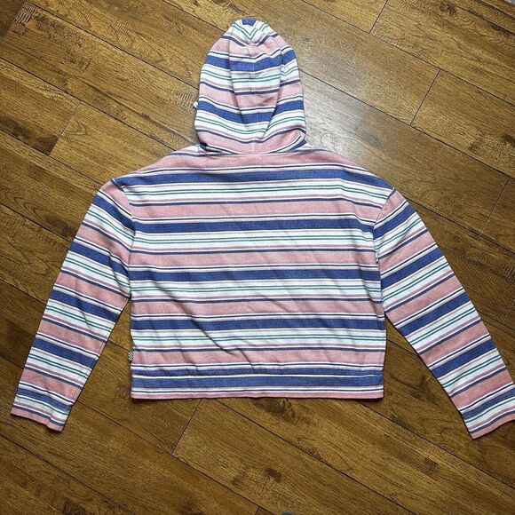 Vans Womens Hoodie Wazzy Coral Stripe Beach Pullover Pink Blue White Small - Picture 5 of 8